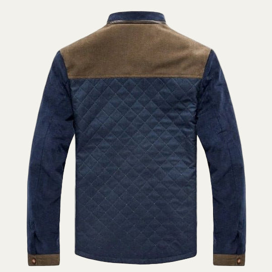 Mens Quilted Jacket Suede Sleeves Regular Fit