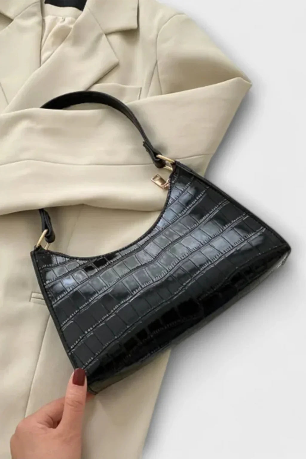 Womens Shoulder Bag Textured Embossed Pattern