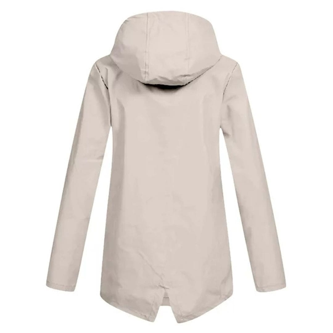 Womens Waterproof Windbreaker Jacket with Hood and Flap Pockets
