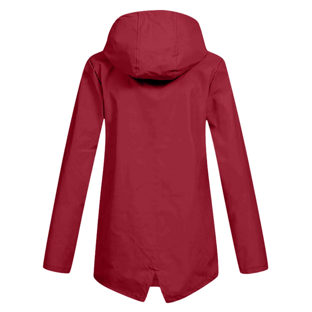 Womens Waterproof Windbreaker Jacket with Hood and Flap Pockets