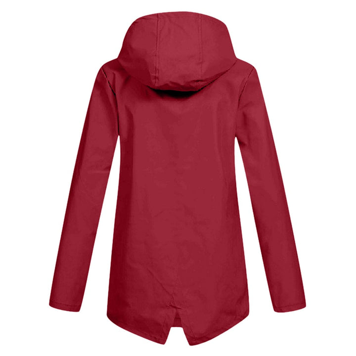 Womens Waterproof Windbreaker Jacket with Hood and Flap Pockets