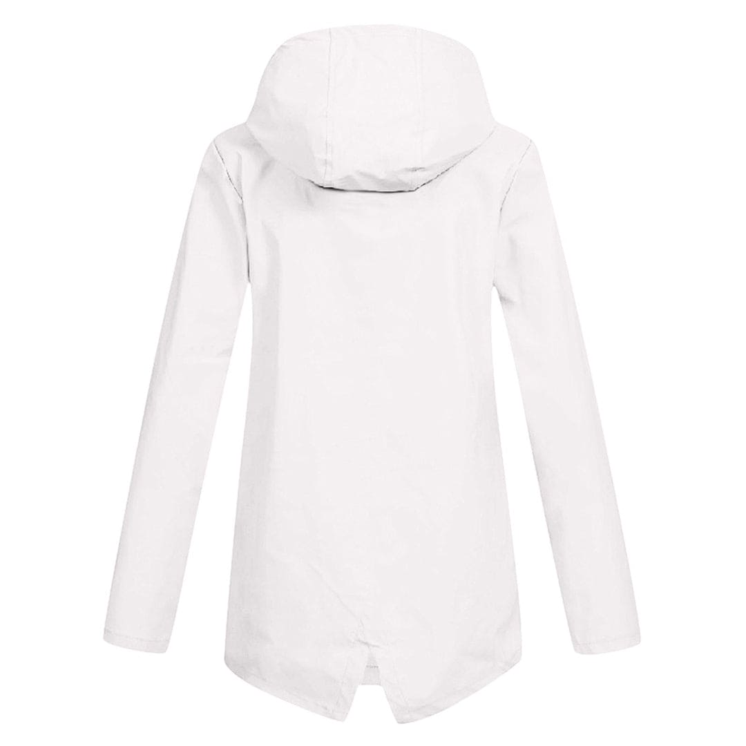 Womens Waterproof Windbreaker Jacket with Hood and Flap Pockets