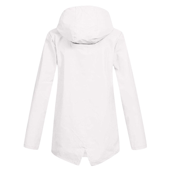 Womens Waterproof Windbreaker Jacket with Hood and Flap Pockets
