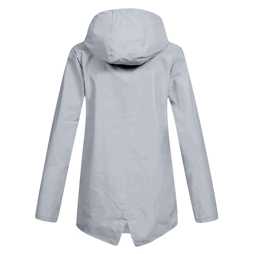 Womens Waterproof Windbreaker Jacket with Hood and Flap Pockets
