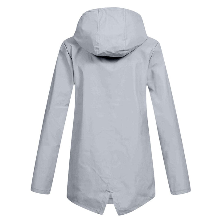 Womens Waterproof Windbreaker Jacket with Hood and Flap Pockets