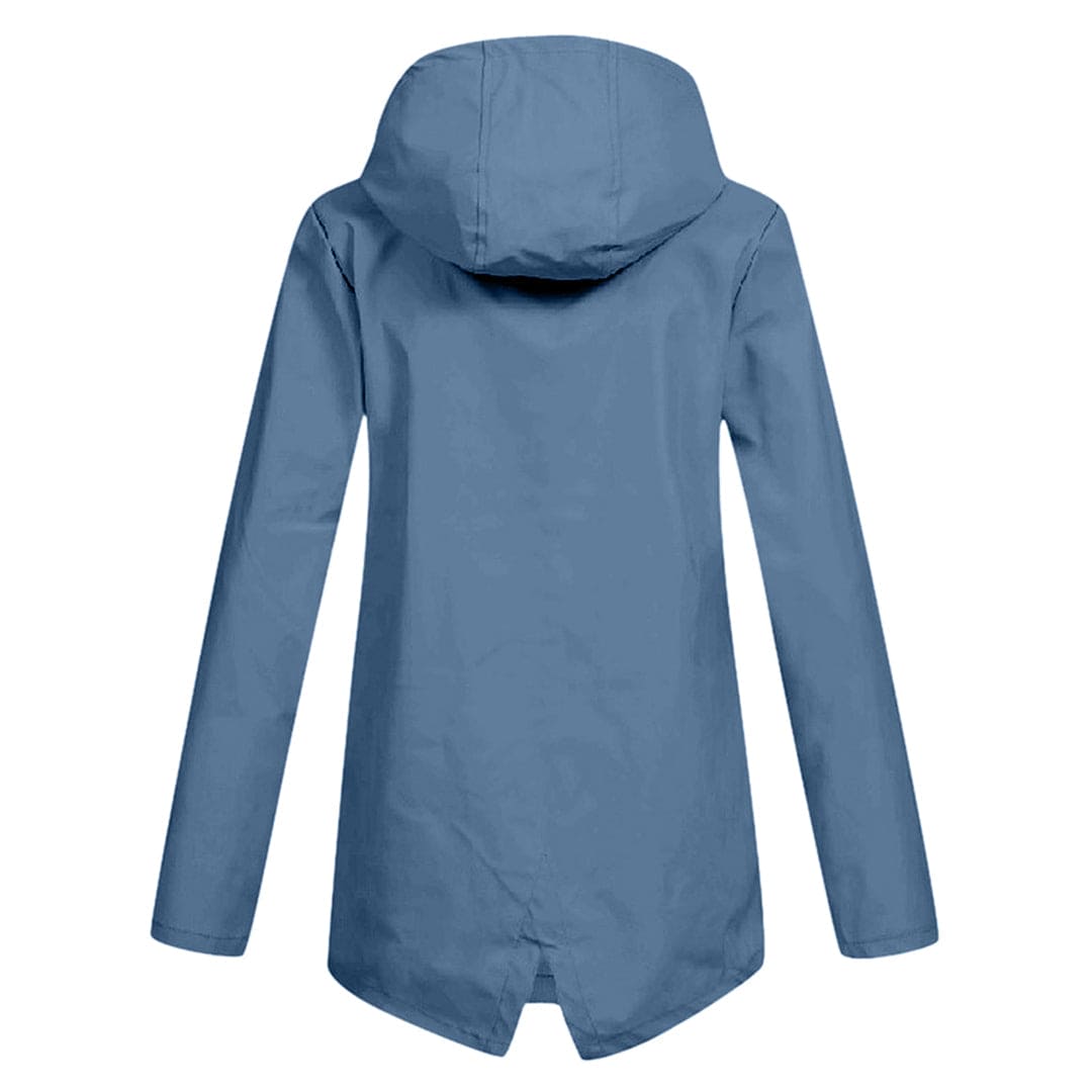 Womens Waterproof Windbreaker Jacket with Hood and Flap Pockets