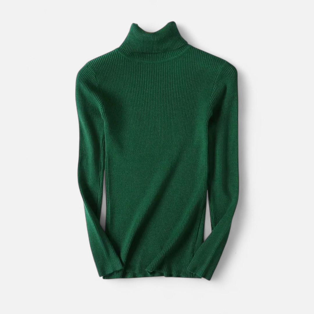 Womens Ribbed Knit Sweater Turtleneck Slim Fit