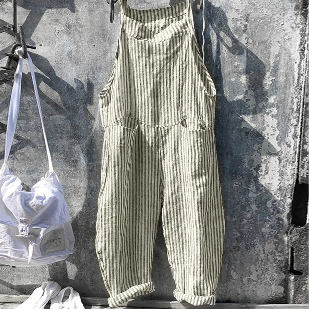 Womens Wide-Leg Jumpsuit Vintage Style Lightweight
