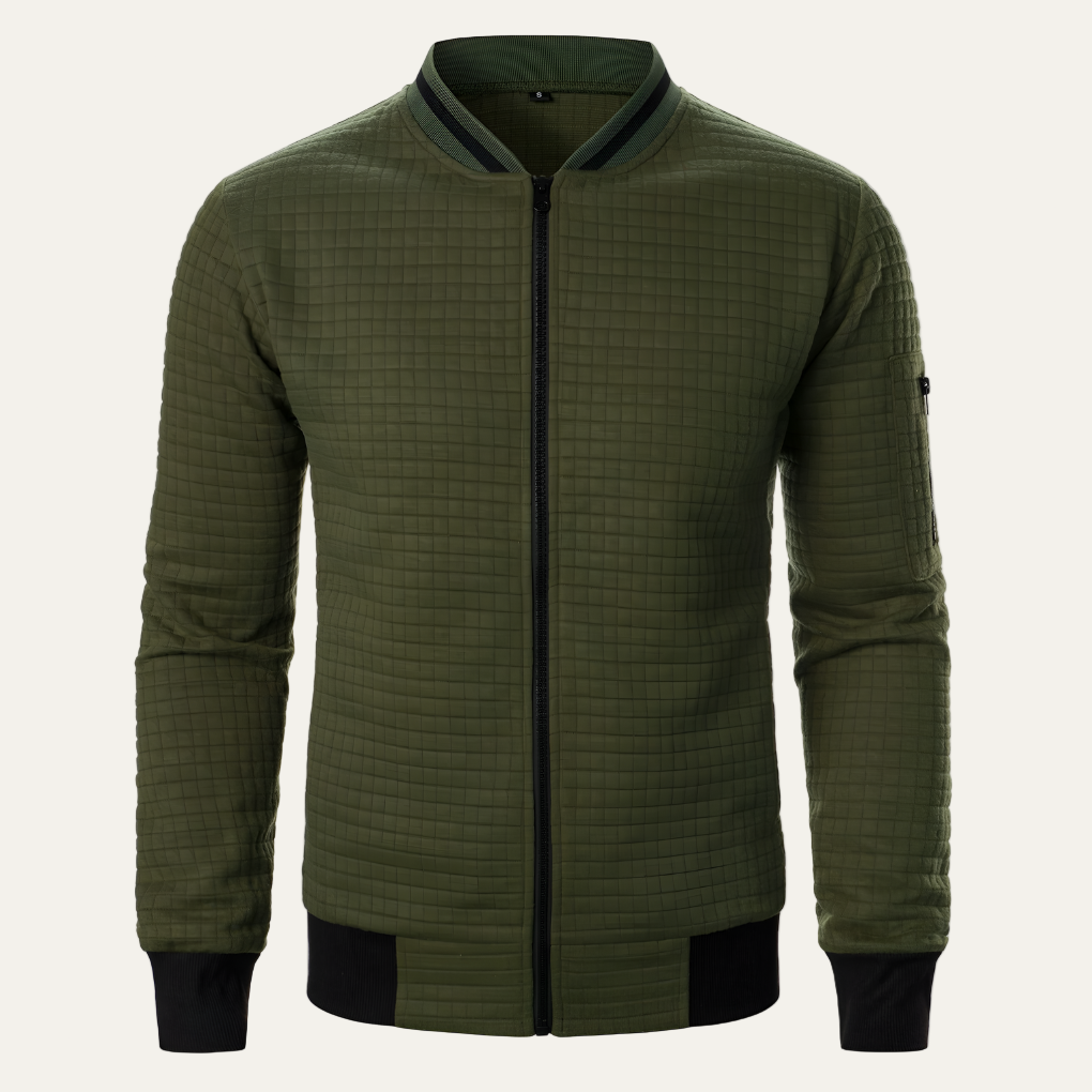 Mens Waffle Knit Sweatshirt Full Zip Casual Fit