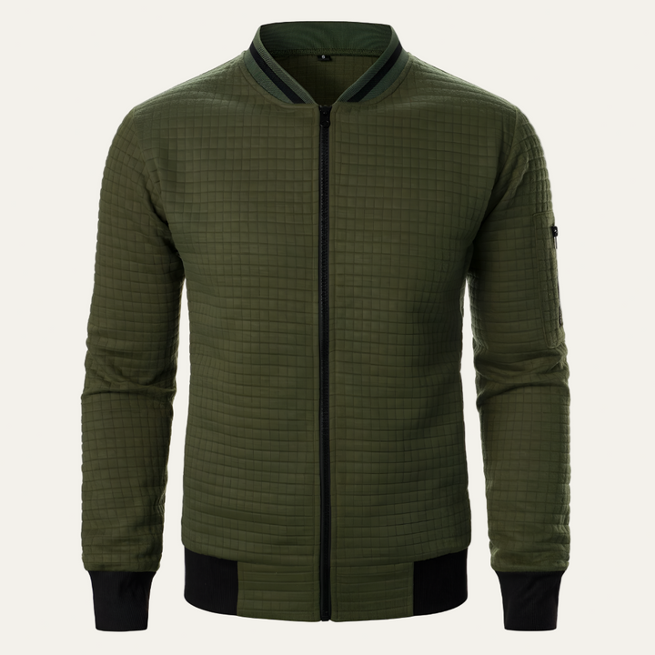 Mens Waffle Knit Sweatshirt Full Zip Casual Fit