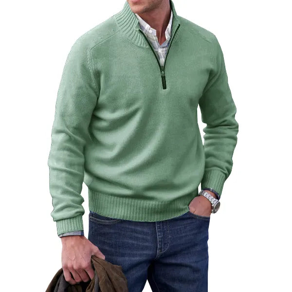 Mens Quarter Zip Pullover with Shoulder Seam Detail