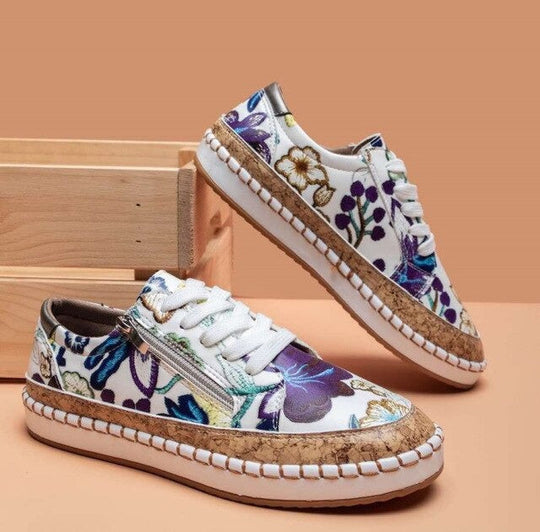 Womens Flower Pattern Sneakers Casual Comfortable Fit