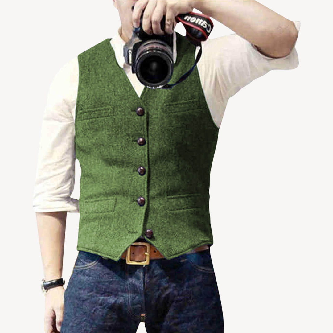 Mens Wool Vest Buttoned Front - BritishMode