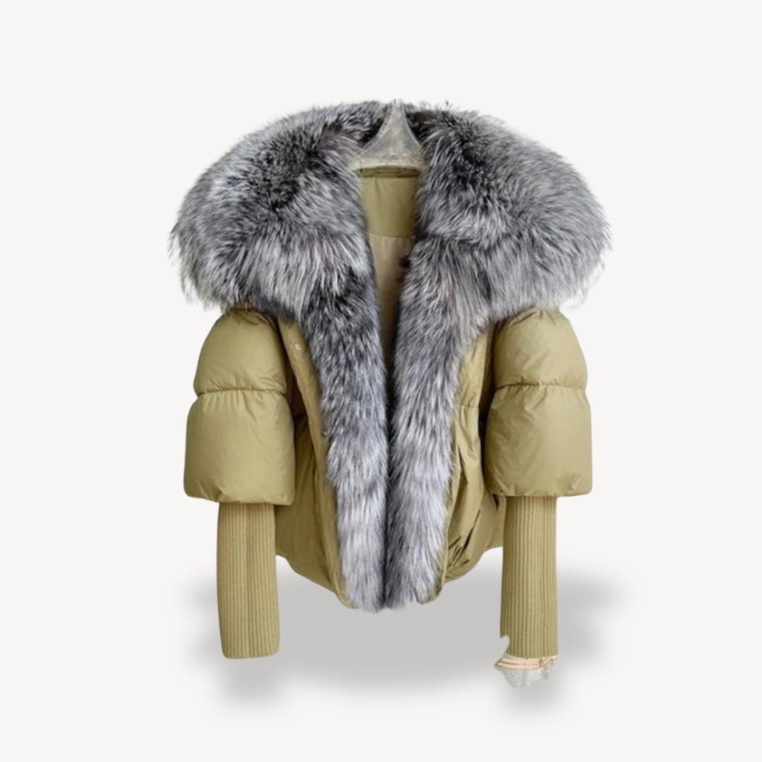 Womens Puffer Jacket Faux Fur Insulated