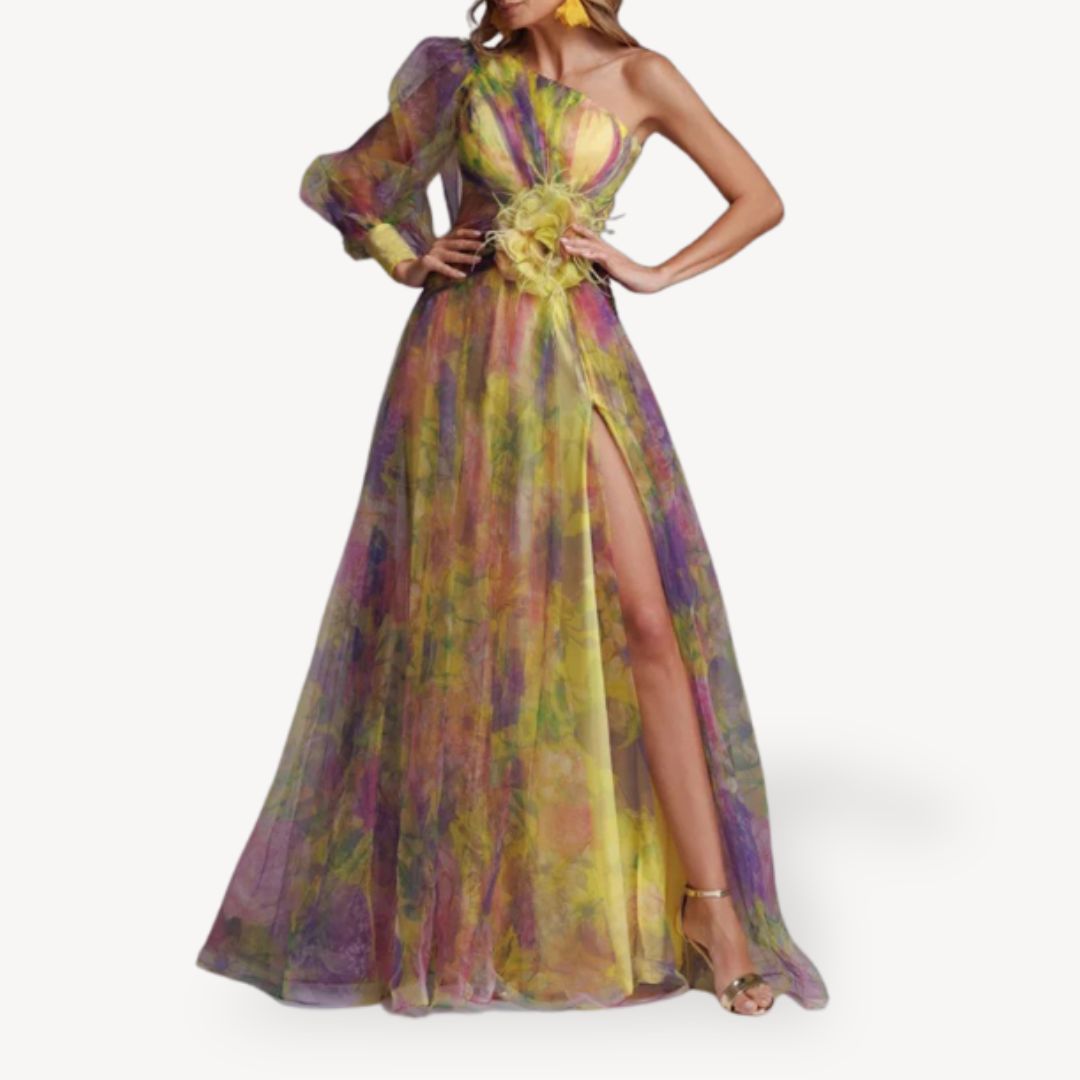 Womens Maxi Dress One-Shoulder Lightweight Fabric