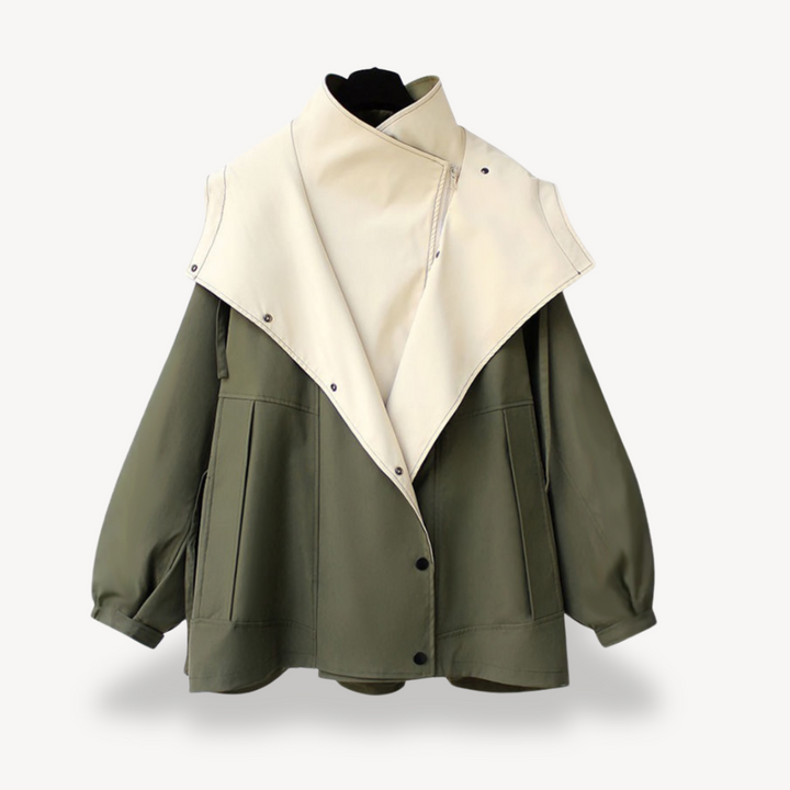 Womens Trench Coat Colorblock Design Classic Fit - BritishMode
