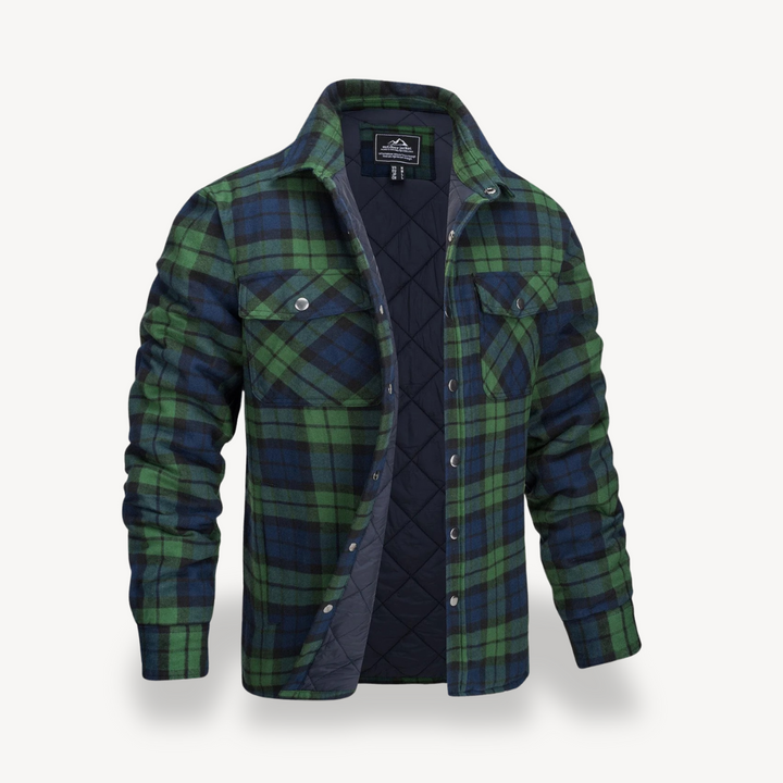 Mens Jacket Fleece Lined Plaid Pattern