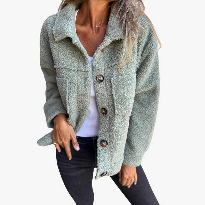 Womens Jacket Teddy Fleece Button Front
