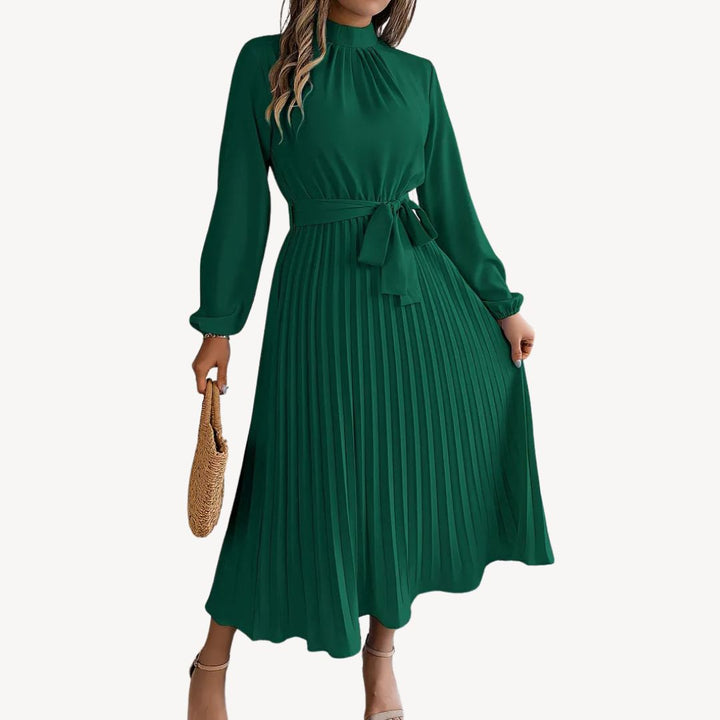 Womens Pleated Midi Dress Regular Fit