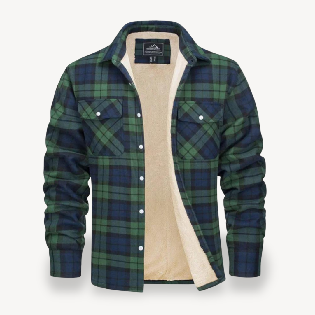 Mens Flannel Shirt with Sherpa Fleece Lining Relaxed Fit