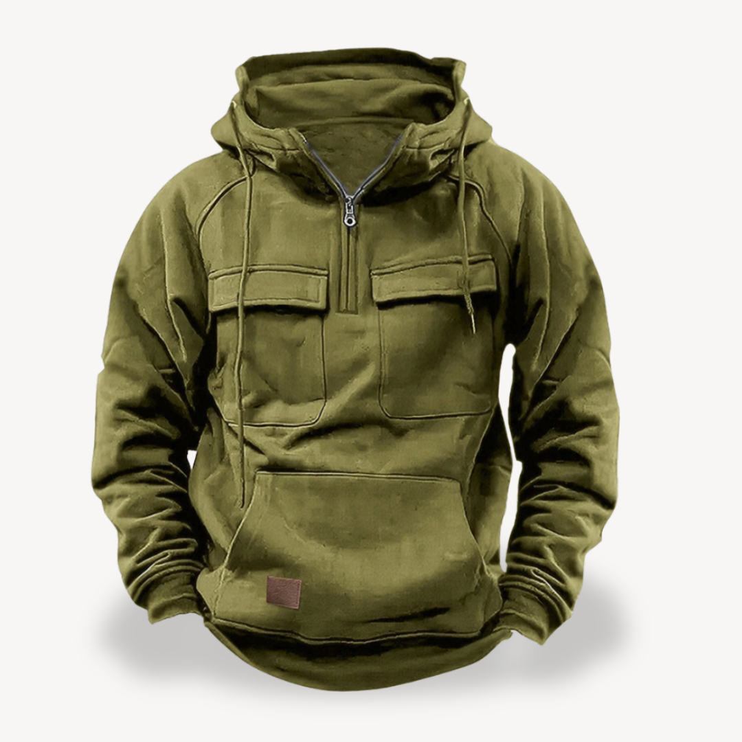 Mens Cargo Hoodie Fleece Material Relaxed Fit