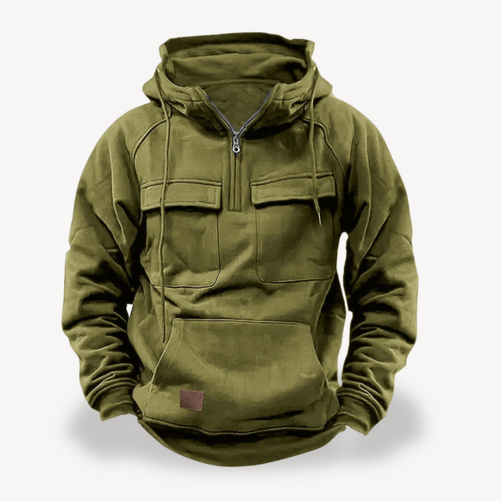 Mens Cargo Hoodie Fleece Material Relaxed Fit