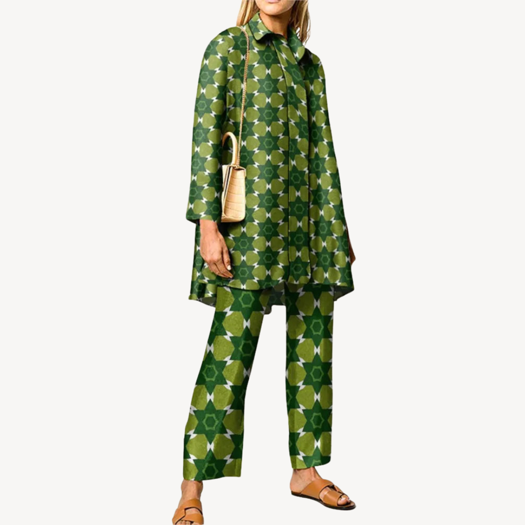 Womens Co-Ord Set with Abstract Print Relaxed Fit