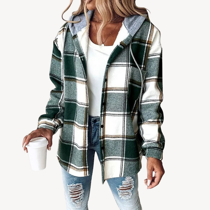Unisex Hooded Shirt Jacket Plaid Pattern