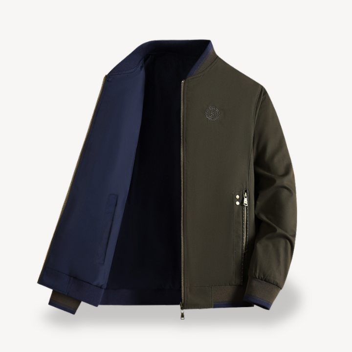 Mens Reversible Bomber Jacket Formal Collar