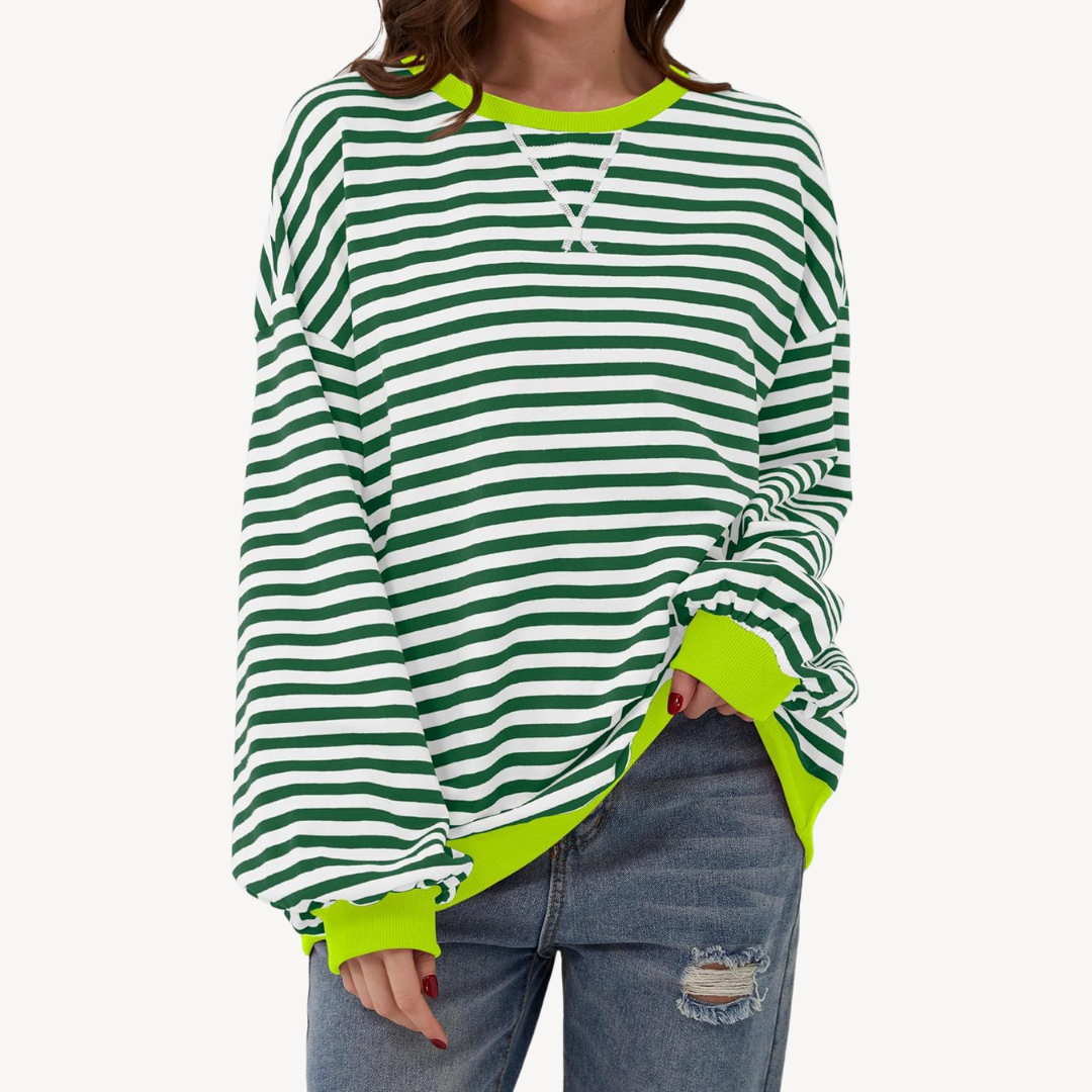 Womens Long Sleeve Top Striped Pattern