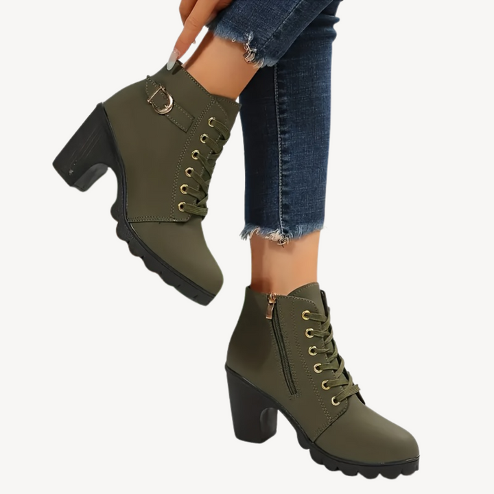 Womens Orthopedic Lace-Up Heeled Booties