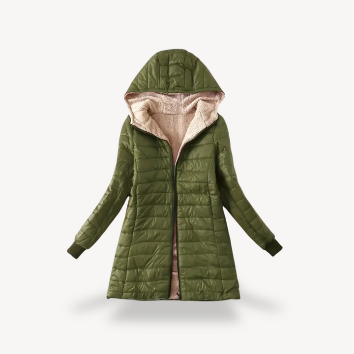 Womens Hooded Puffer Jacket Sherpa Lining Insulated