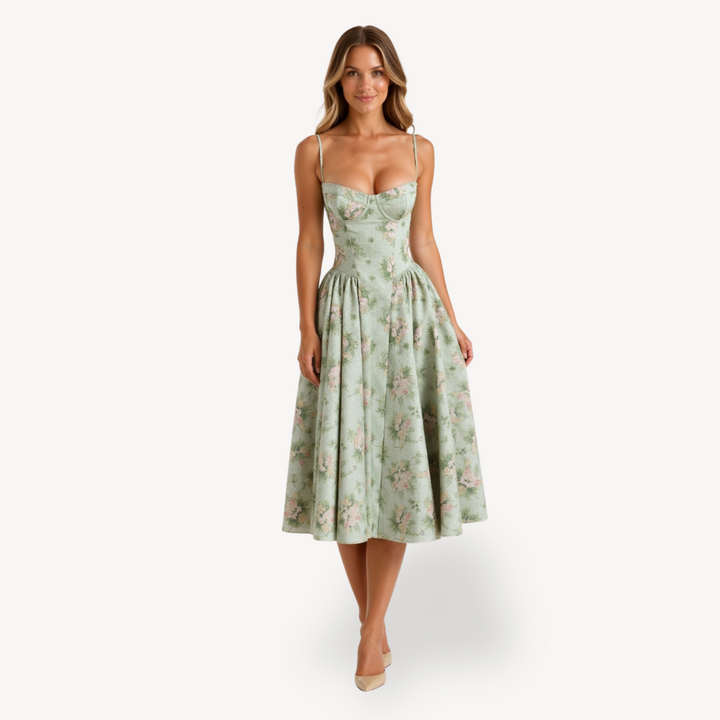 Womens Strapless Midi Dress Fitted Silhouette