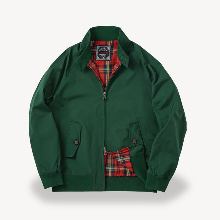 Mens Harrington Jacket with Plaid Lining Classic Fit
