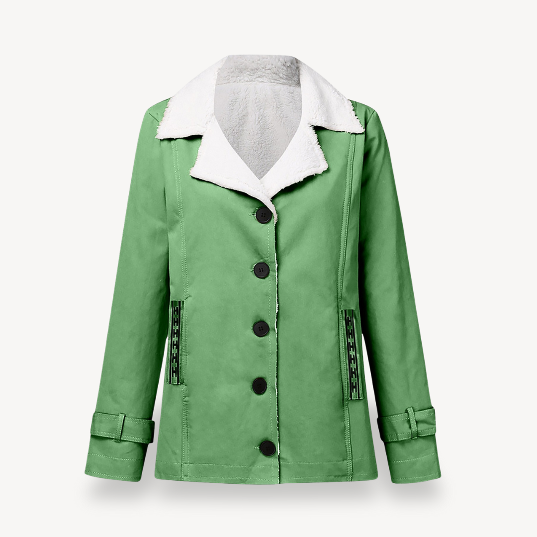 Womens Coat Fleece Lined Button Closure