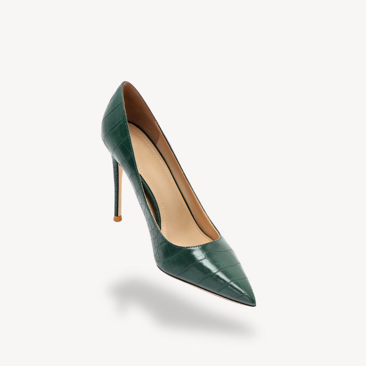 Womens Orthopedic Pointed Heels Croc-Embossed Design