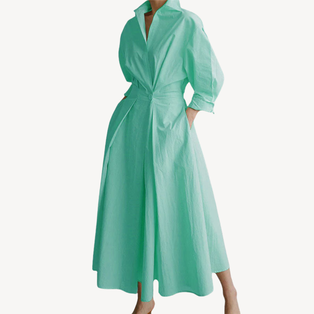 Womens Shirt Dress Cotton Linen Blend Relaxed Fit