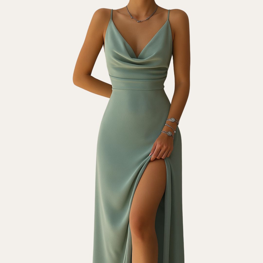 Womens Evening Dress Elegant V-Neck