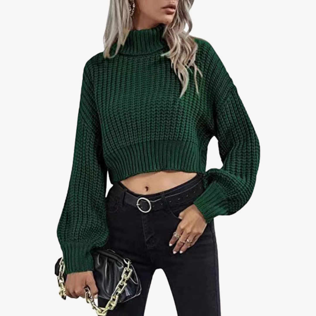 Womens Cropped Knit Sweater Ribbed Fit - BritishMode