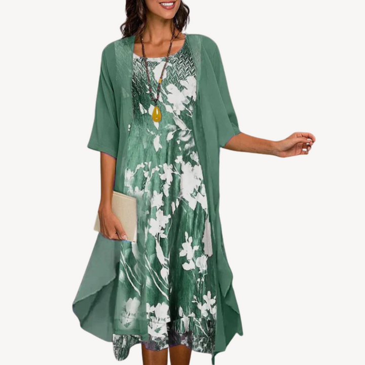 Womens Dress Set Chiffon Floral Print