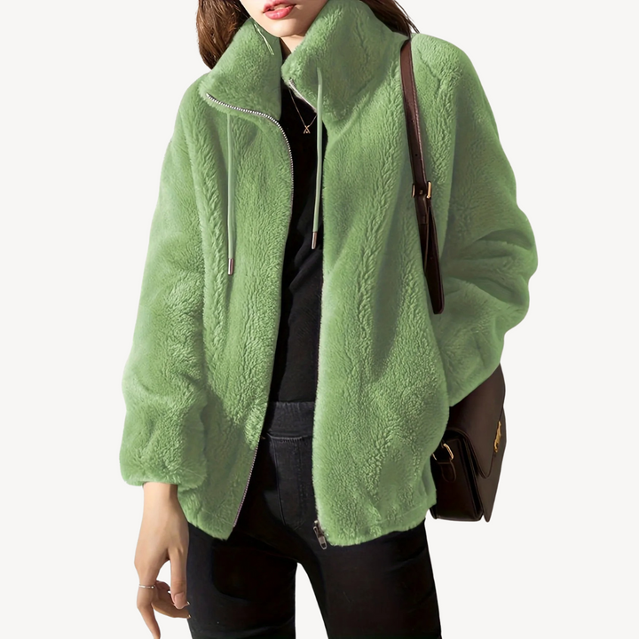 Womens Faux Fur Jacket Zip-Up Style
