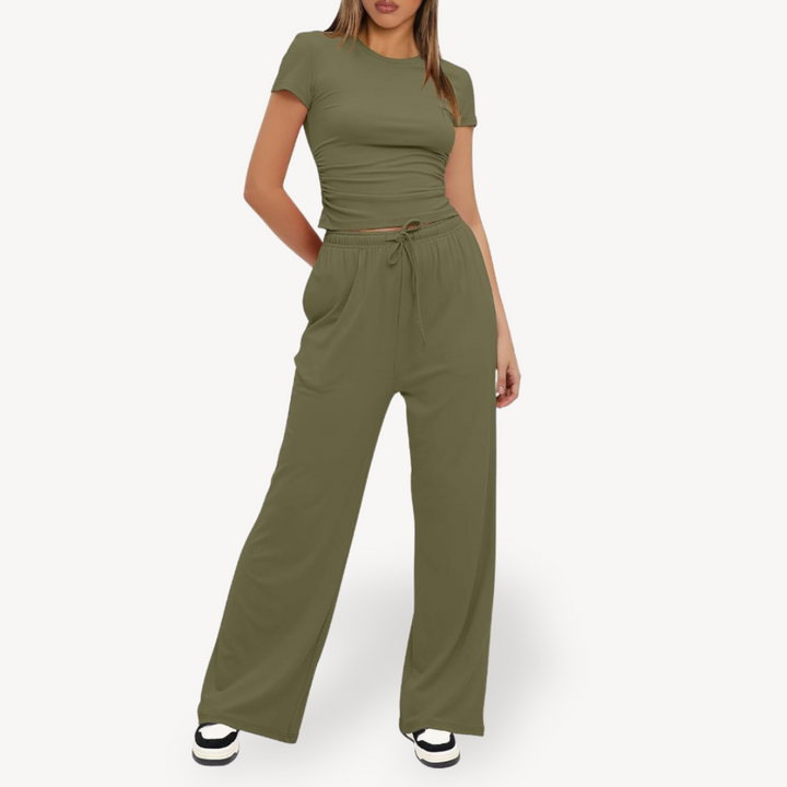 Womens Lounge Set with Drawstring Relaxed Fit