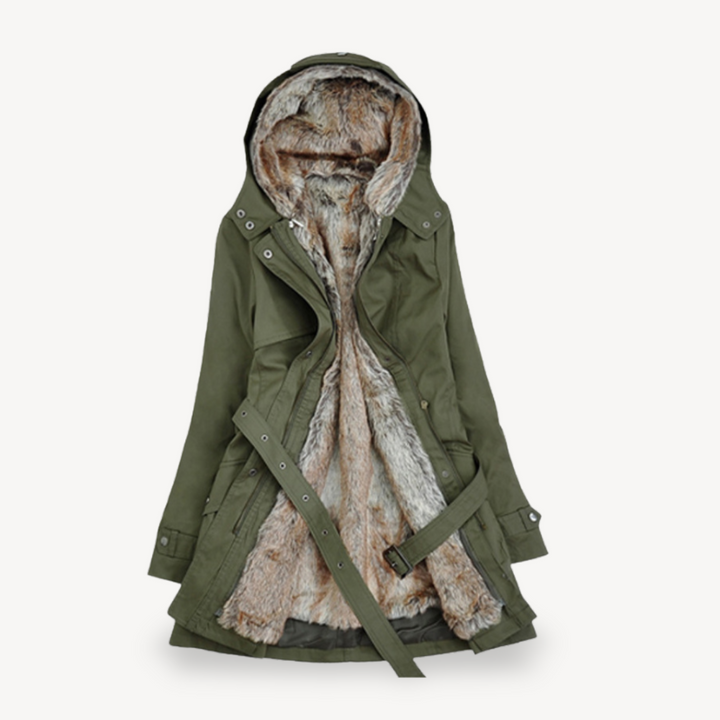 Womens Parka Jacket with Faux Fur Lining - BritishMode