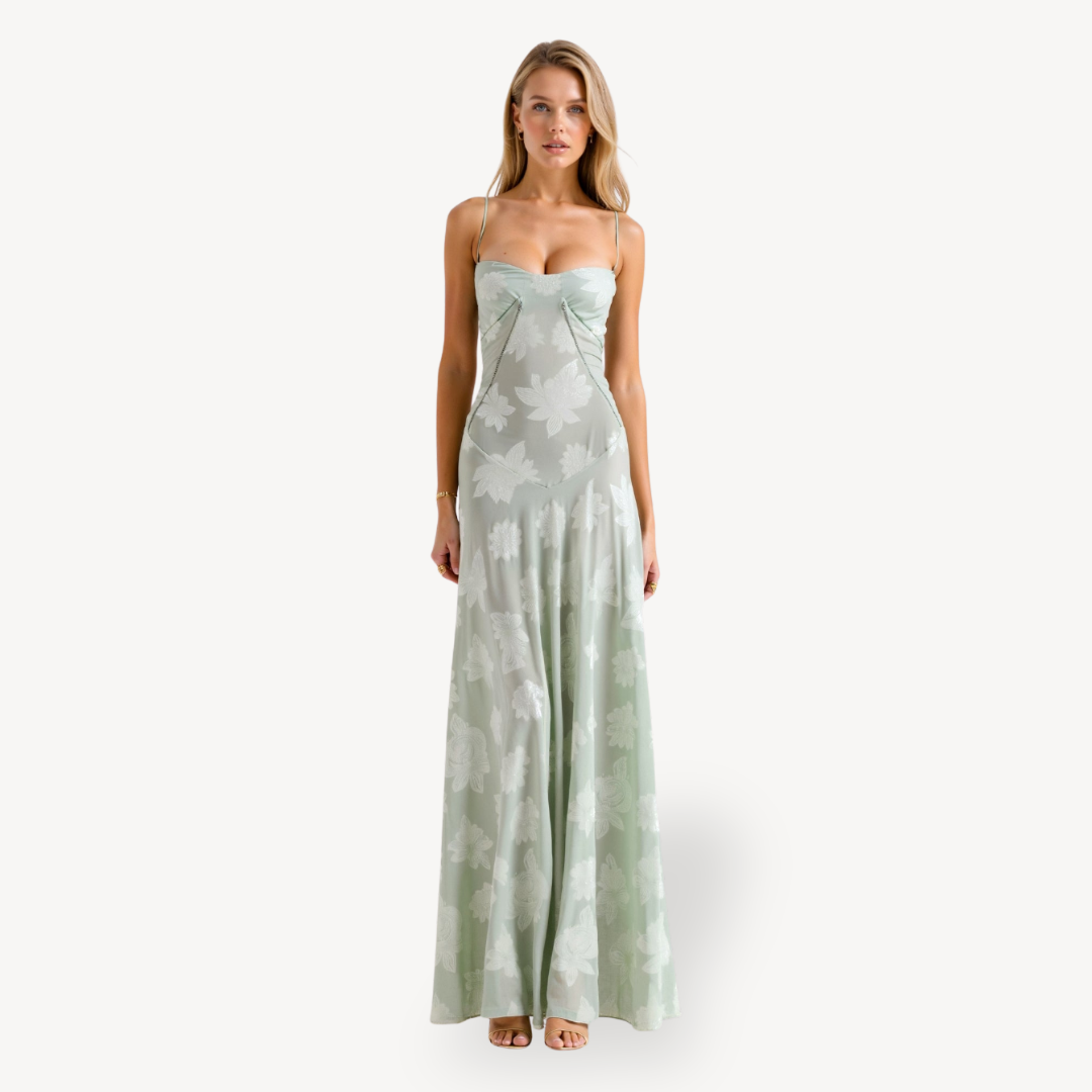 Womens Maxi Dress Lace Floral Pattern