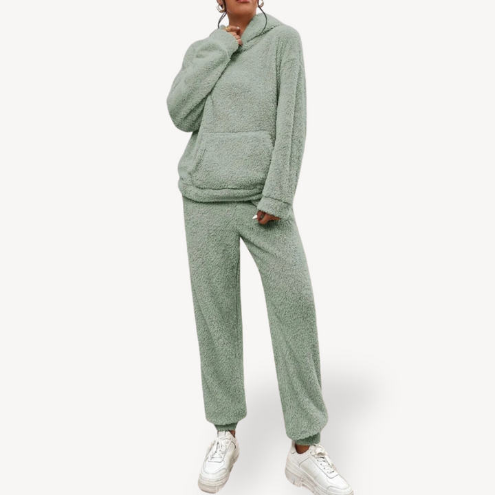 Womens Loungewear Set Plush Fleece Hoodie Relaxed Fit