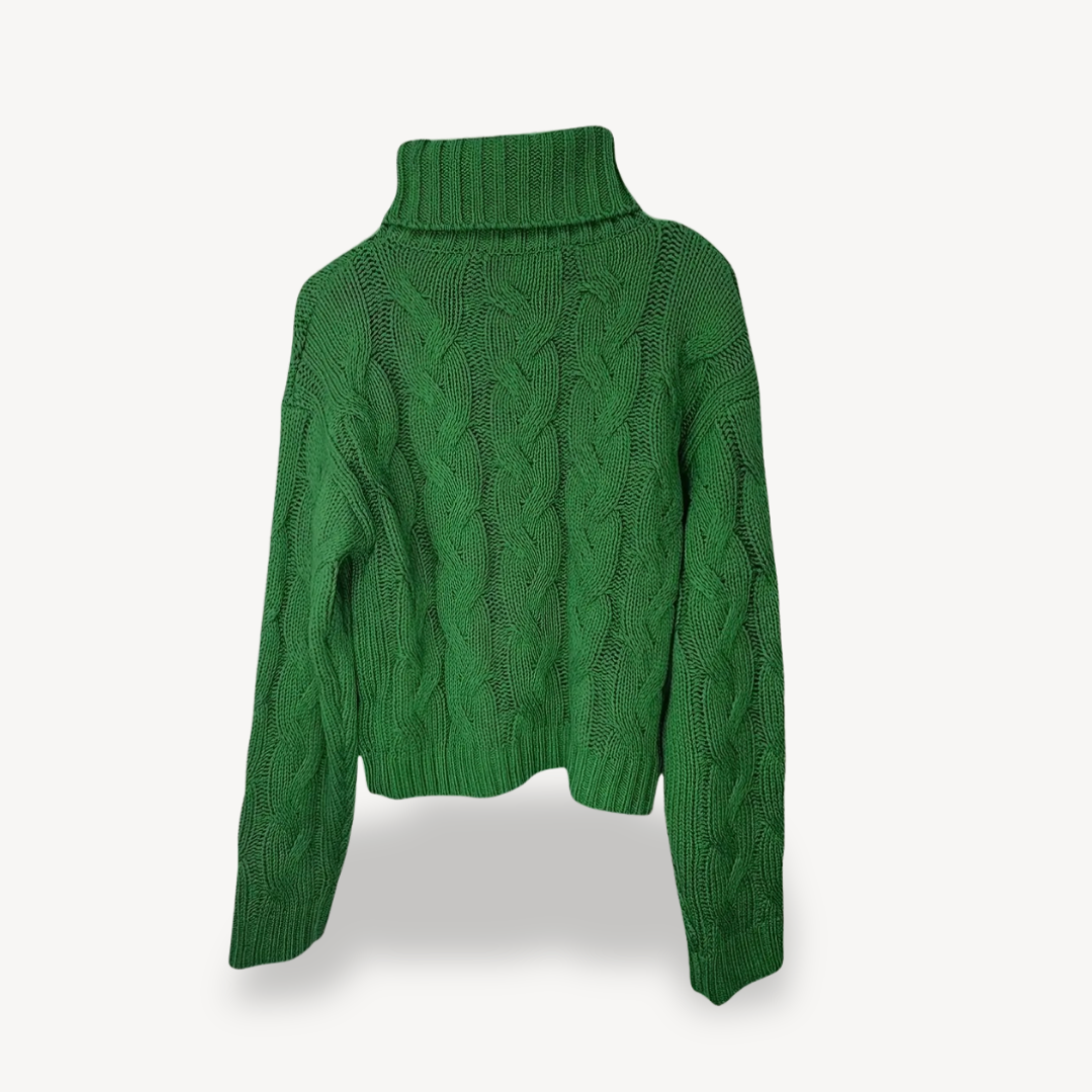 Womens Cable Knit Turtleneck Sweater Cozy Fit