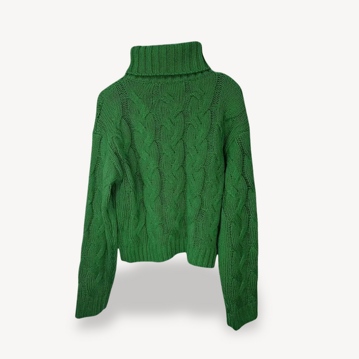 Womens Cable Knit Turtleneck Sweater Cozy Fit