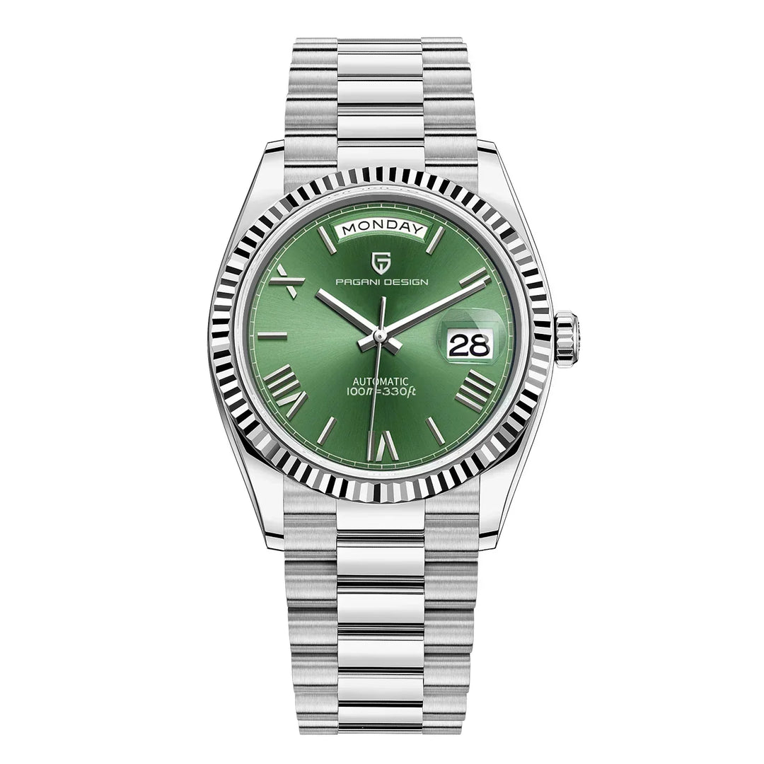 Mens Automatic Stainless Steel Watch with Date Display