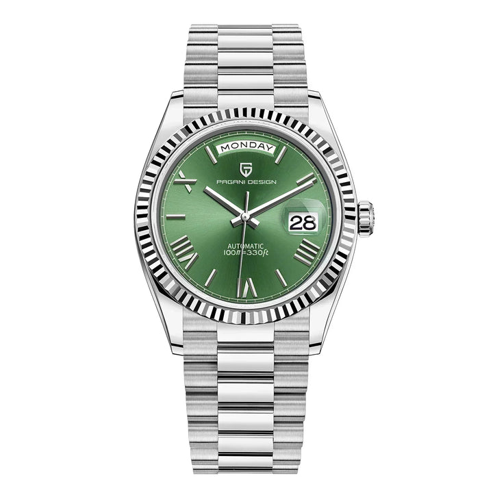 Mens Automatic Stainless Steel Watch with Date Display