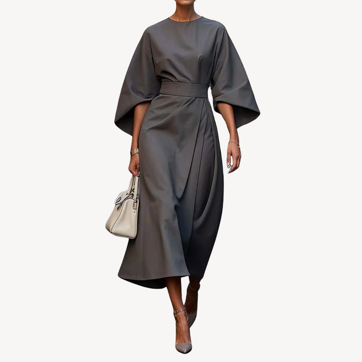 Womens Midi Dress Cotton Belted Fit
